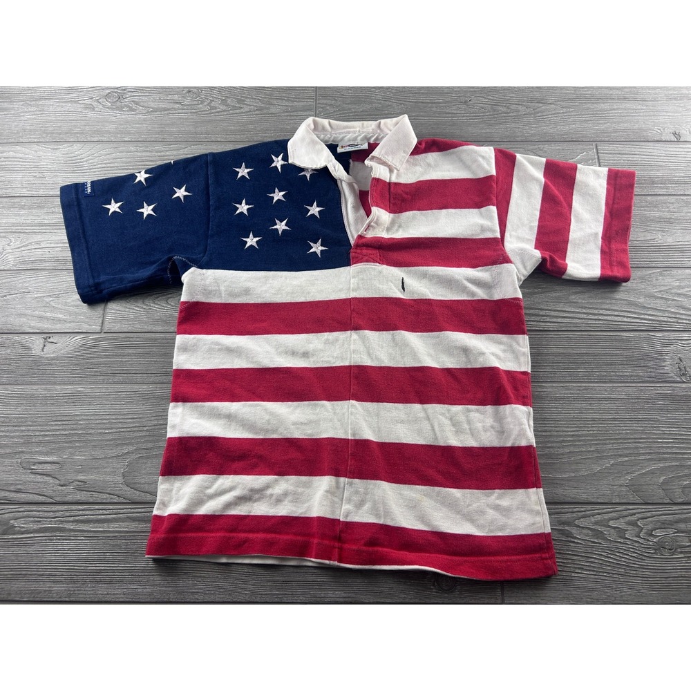 Barbarian Rugby Wear American Flag Shirt Stars Stripes Mens Small Red White Blue